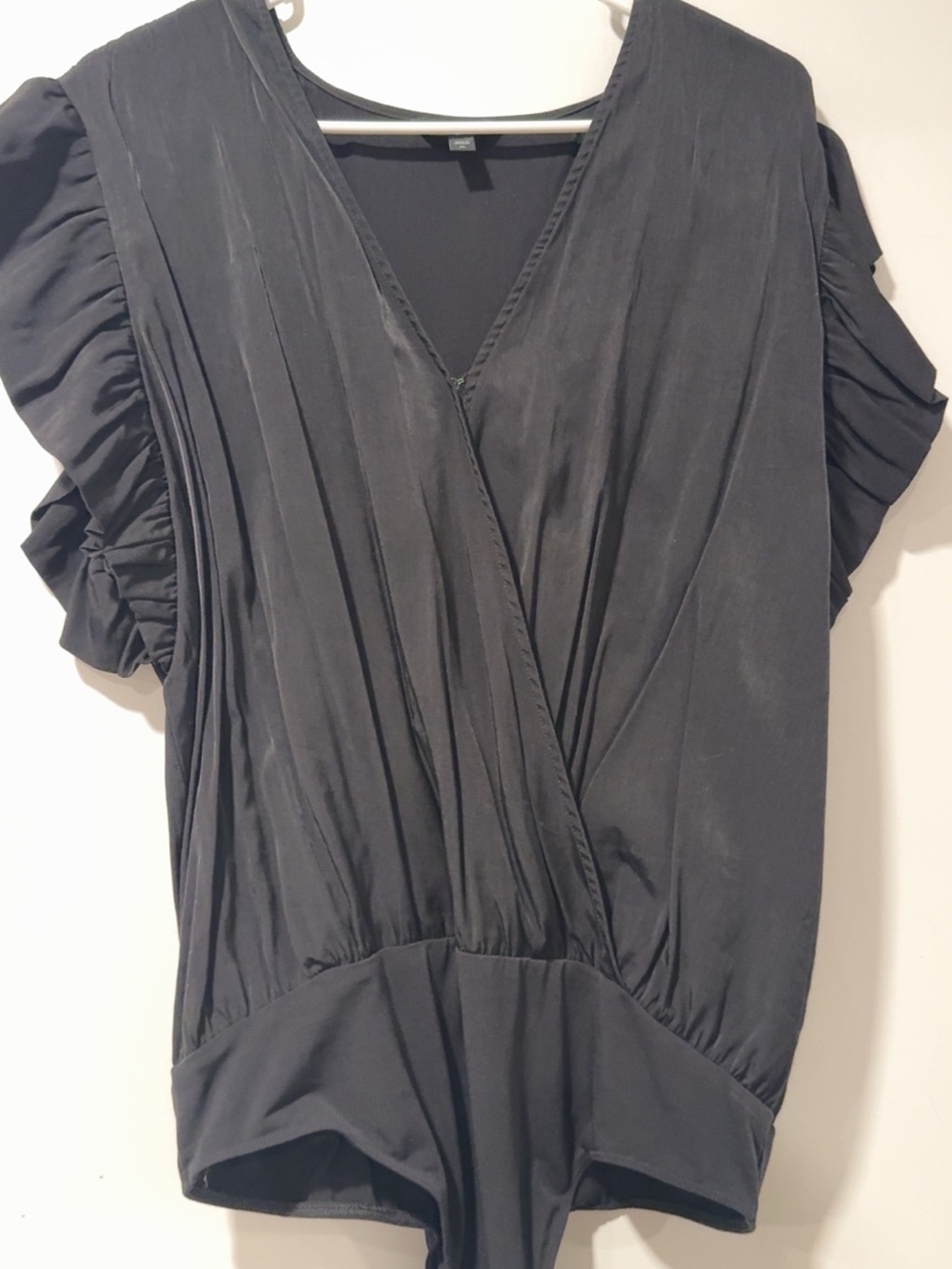 Express Womens Black V-Neck Draped Surplice Top